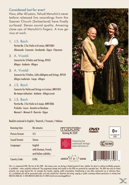 Tapes Menuhin (DVD) The - Yehudi Long Gstaad - Lost