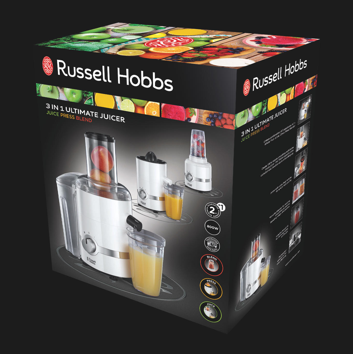 RUSSELL HOBBS 22700-56 Entsafter 800 Watt, Weiß/Chrom