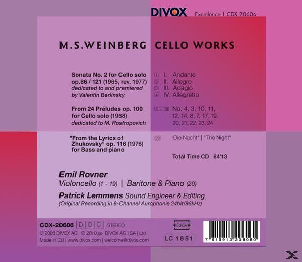 Emil Rovner - Cello Works  - (CD)