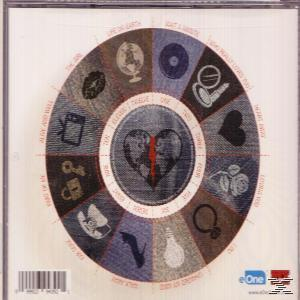 CD-Cover. Kreisförmiges Design mit einem Herzen im Zentrum, umgeben von Bildern.