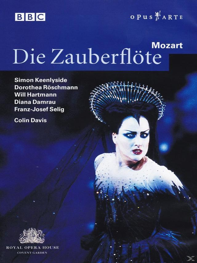 DVD-Cover: 'Die Zauberflöte', eine Frau in einem Theaterkostüm mit dunklem Make-up.