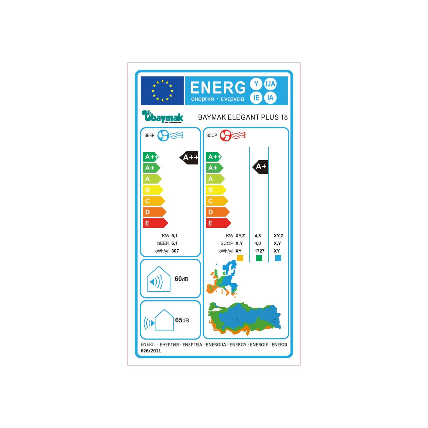 BAYMAK Elegant Plus 18 A++ Enerji Sınıfı Inverter Duvar Tipi Klima