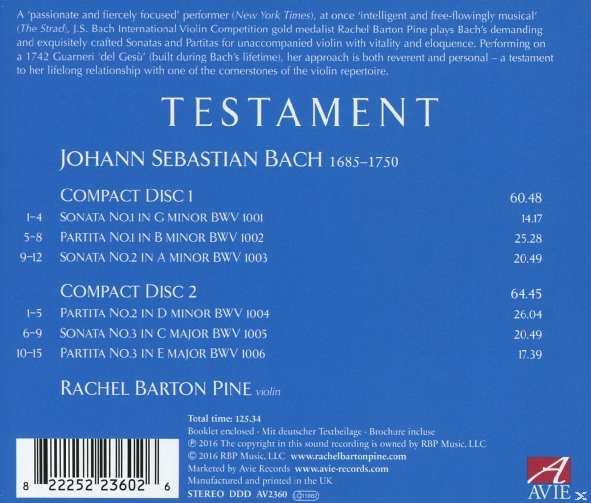 CD-Cover für Musik von Johann Sebastian Bach, mit Text und Titellisten, auf blauem Hintergrund.