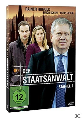 DVD-Cover für Der Staatsanwalt, Staffel 7, mit drei Personen vor einer Skyline.