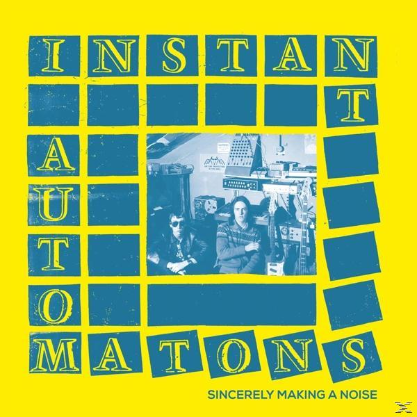 Albumcover mit Retro-Design, mit dem Bandnamen „Automatons“ in Blau und einem Foto von Bandmitgliedern.