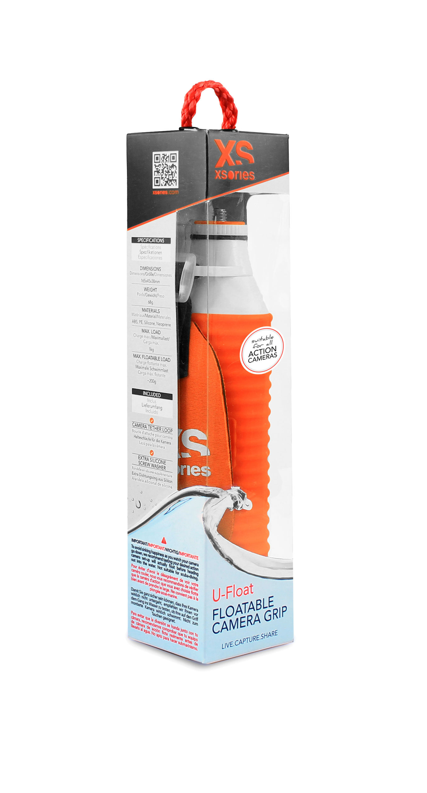 XSORIES U-Float, Kameragriff, Weiß/Orange