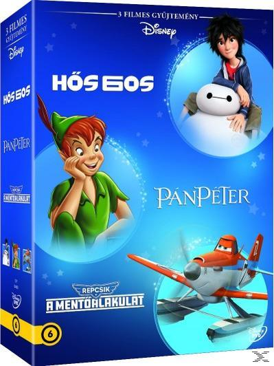 DVD-box set Disney filmfigurákkal és kék címekkel.
