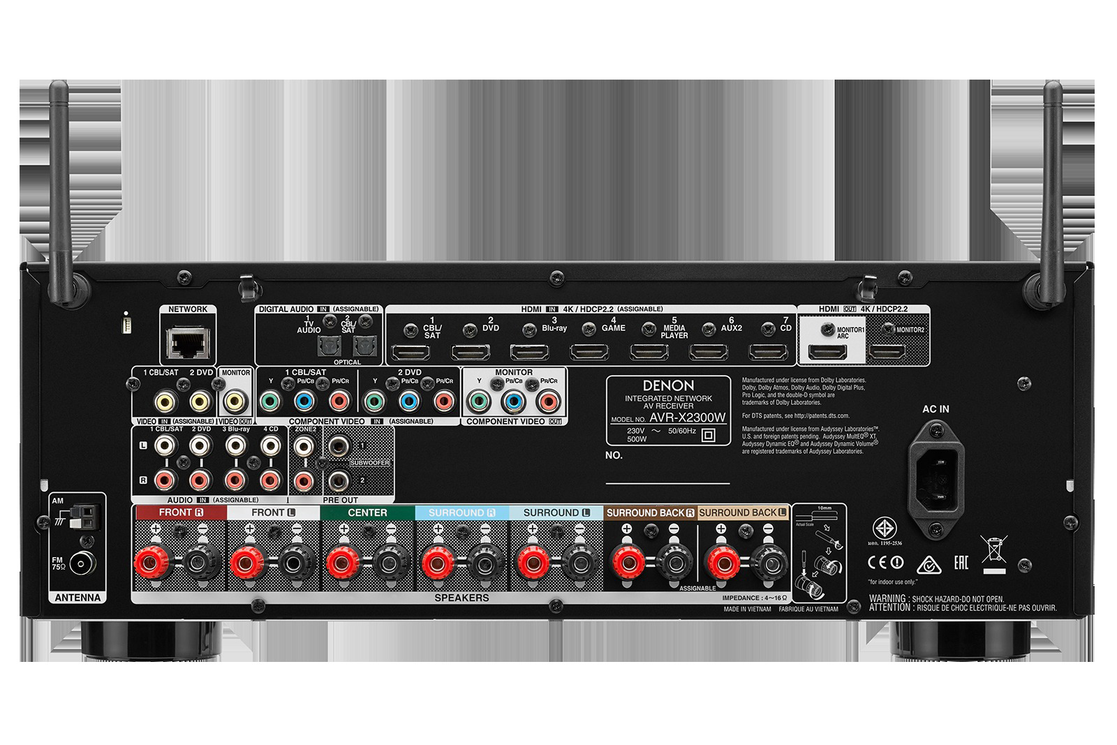 DENON AVR-X2300W AV-Receiver (7.2 Kanäle, 150 Watt pro Kanal, Schwarz)