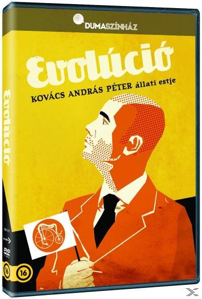Az 'Evolúció' DVD borítója, öltönyös férfi felfelé néz, zászlót tart bicikli szimbólummal.