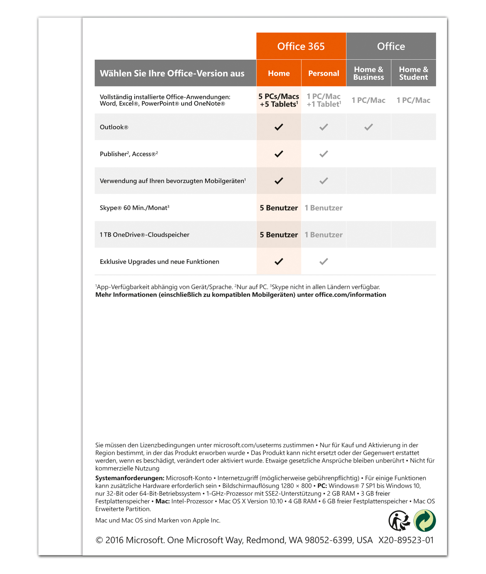 Microsoft Office 365 Home Abonnement - 1 Jahr / 5 Benutzer (Product Key Card ohne Datenträger) - [PC]