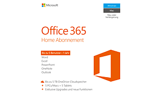 Abonnement Microsoft Office 365 à domicile - 1 an (code dans une boîte) - PC - Allemand