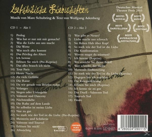 Adenberg Schubring - Gefaehrliche Liebschaften-Das Musical  - (CD)