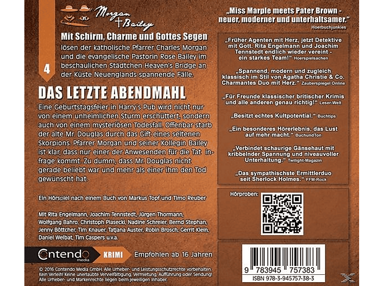 Thumbnail - Engelmann,Rita/Tennstedt,Joachim/Bahro,Wolfgang/+ - Morgan & Bailey 04: Das Letzte Abendmahl (CD)