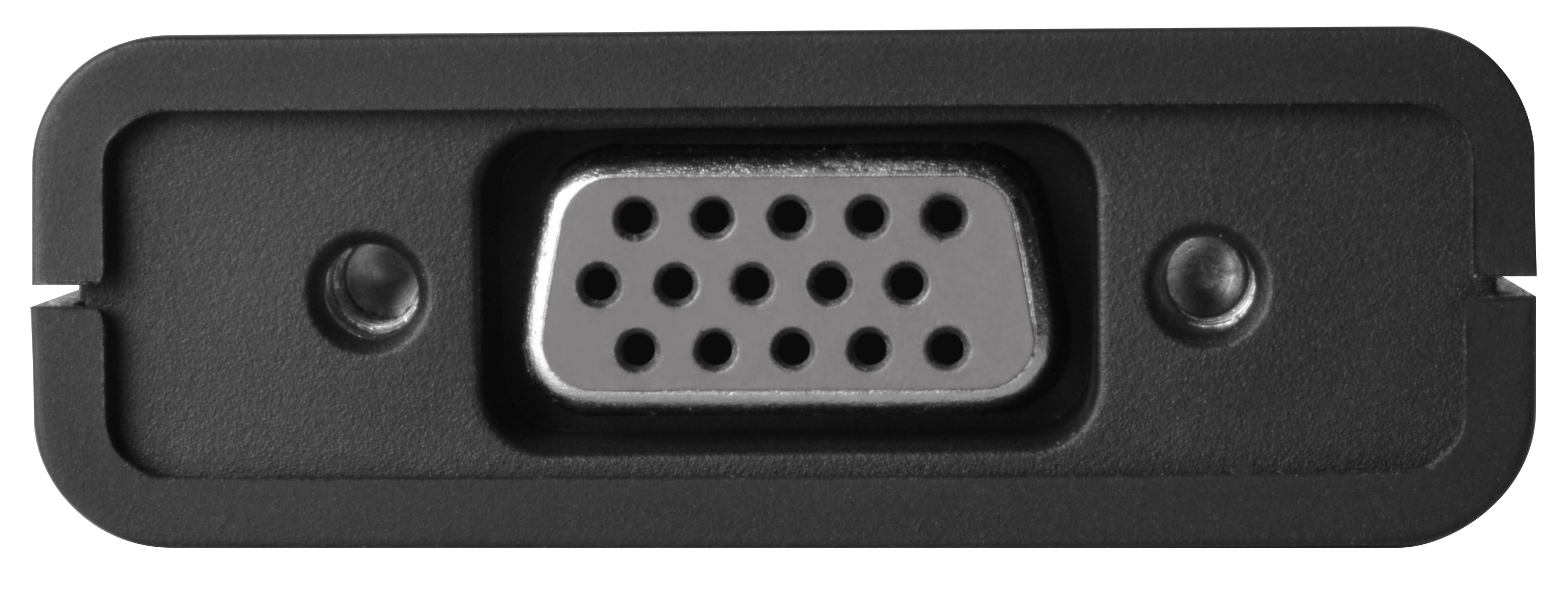 A black port with a connector. The connector has multiple holes and is silver.