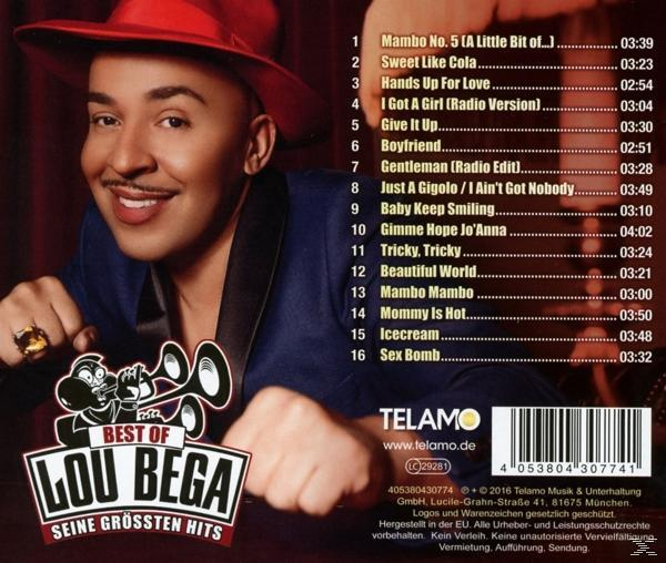 Albumcover mit einem lächelnden Mann mit Hut. Listet Songs auf: Mambo No. 5, Sweet Like Cola und mehr. Telamo-Logo.