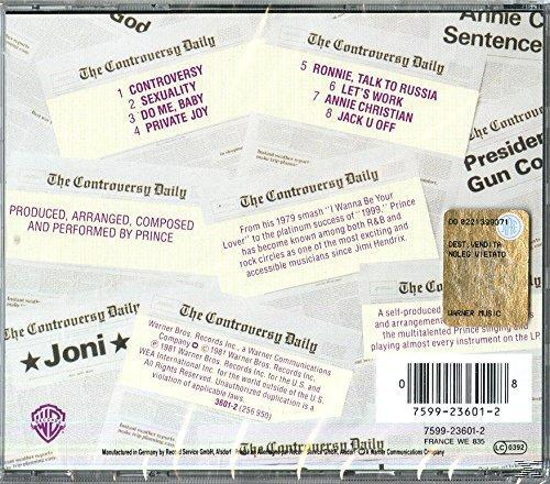 Rückseite eines CD-Covers mit Albuminformationen und Titelliste von Prince, mit Zeitungsausschnitten.