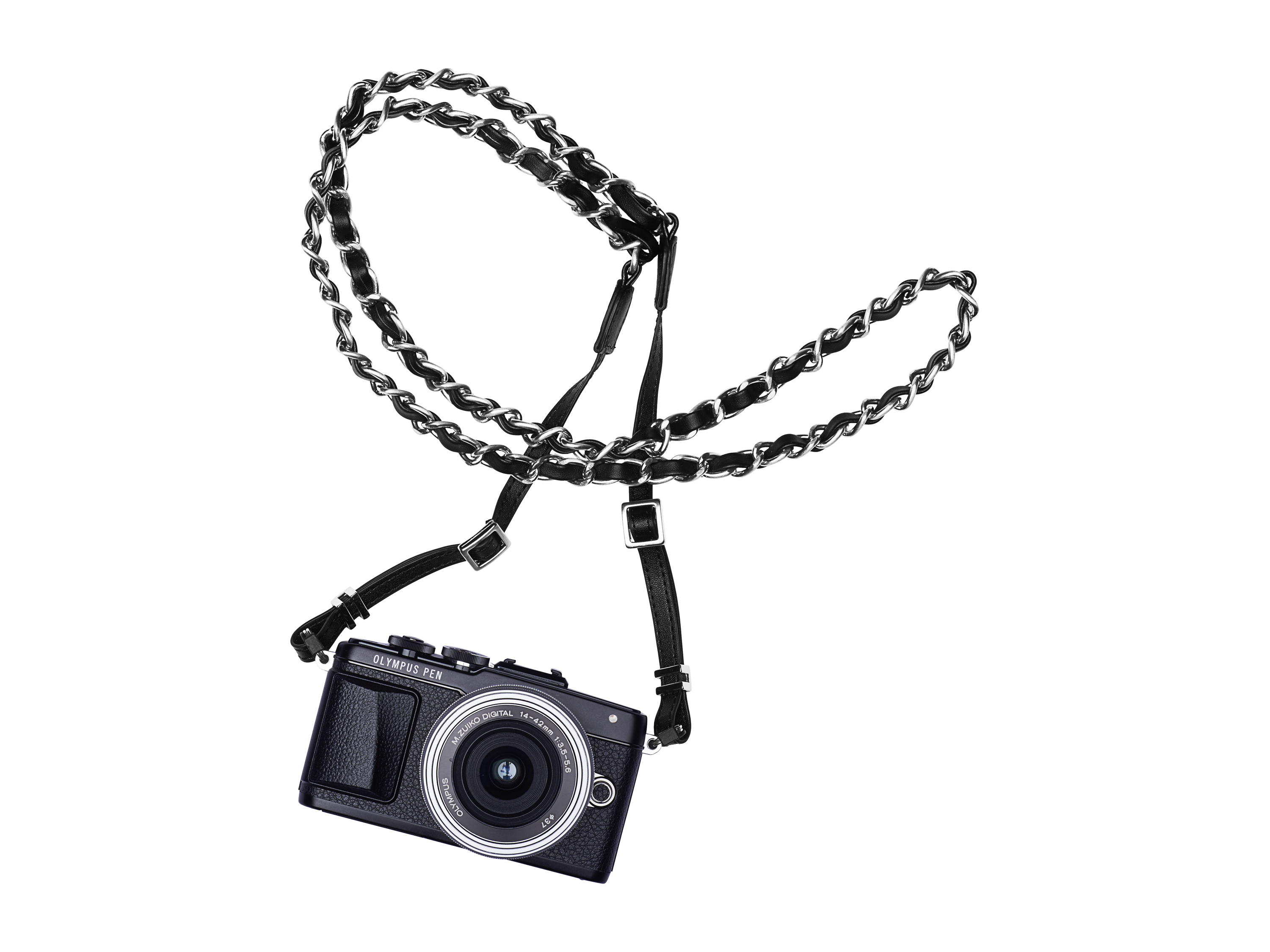 OLYMPUS E0410246 Schulterriemen, Schwarz/Silber