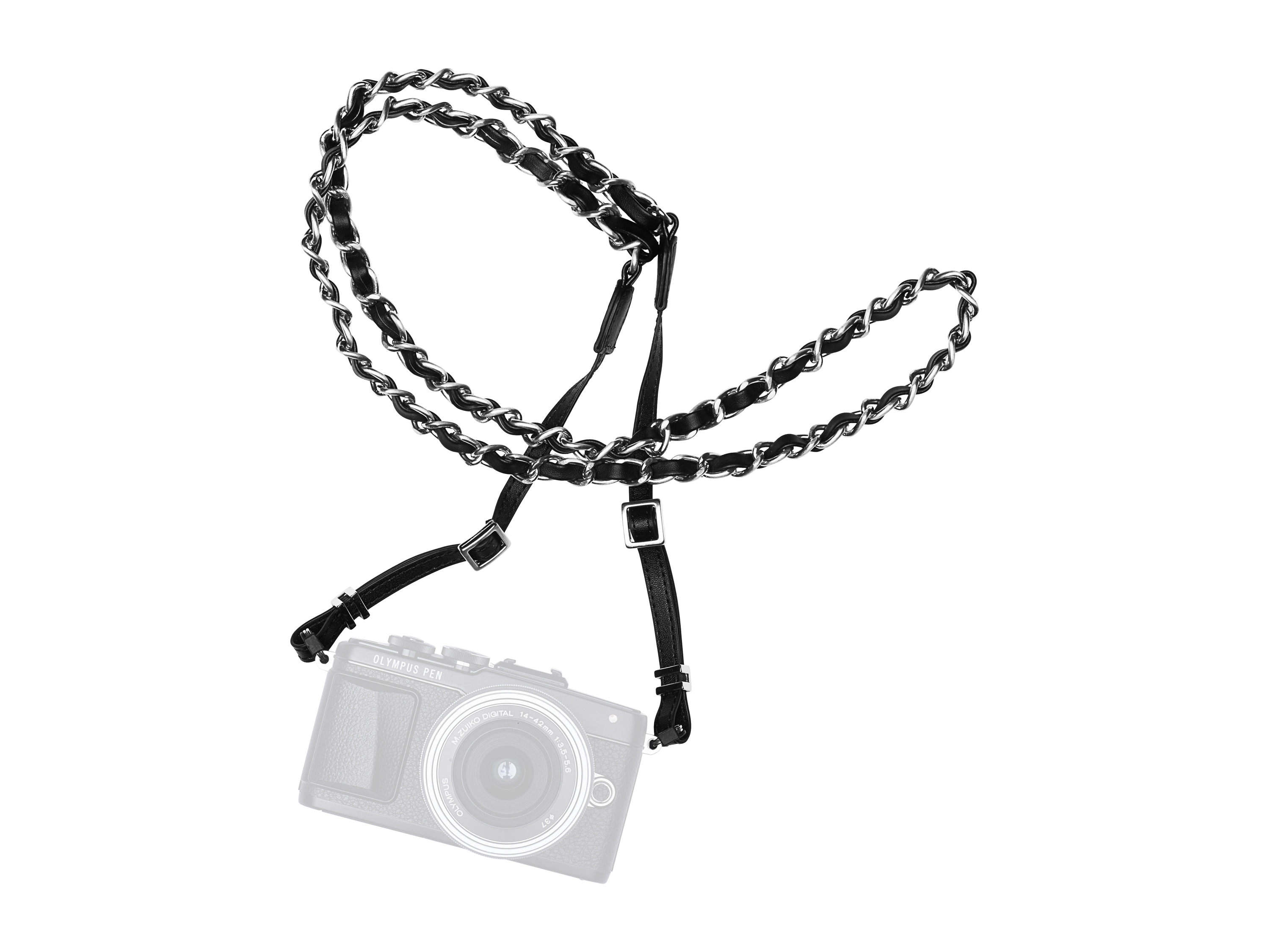 OLYMPUS E0410246 Schulterriemen, Schwarz/Silber