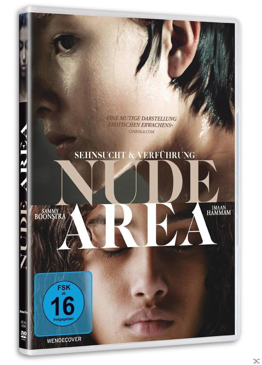 DVD-Hülle von 'Nude Area'. Zeigt zwei Personen, Titel in fett, mit Altersfreigabe und dem Wort 'WENDCOVER'.