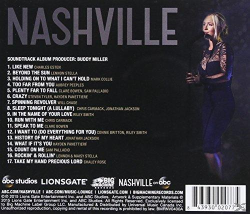 Rückseite der Nashville-CD. Enthält Album-Trackliste und Bild einer singenden Frau.