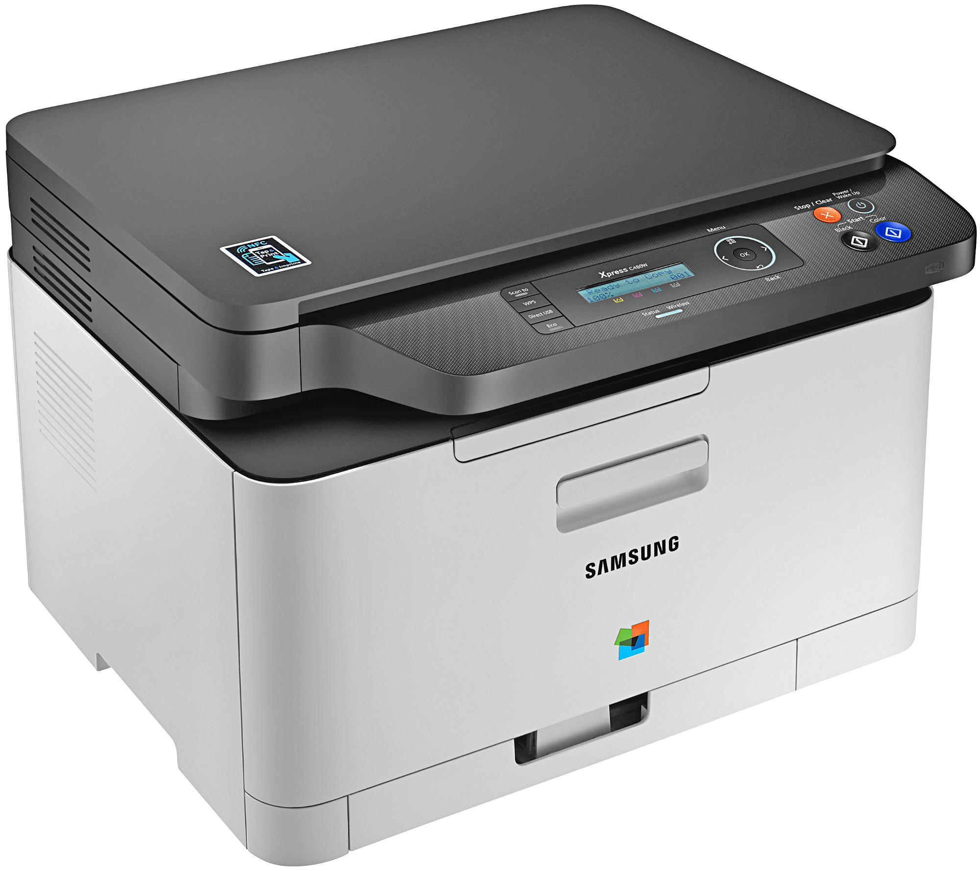 Impresora multifunción láser - Samsung Xpress SL-C480W, Color, 18 ppm, 2400x600 ppp, WiFi, NFC, USB