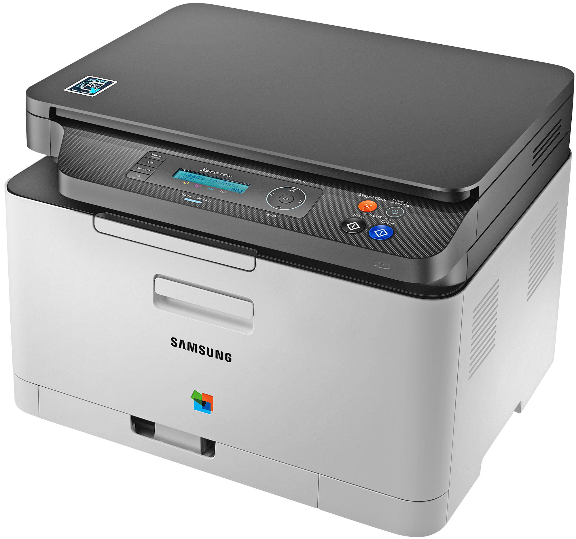 Impresora multifunción láser - Samsung Xpress SL-C480W, Color, 18 ppm, 2400x600 ppp, WiFi, NFC, USB