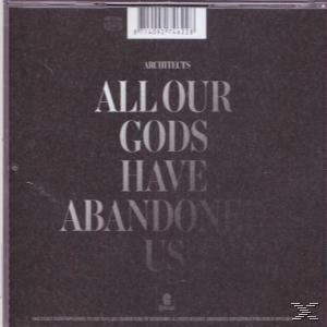 Album-Rückseite mit weißem Text 'All Our Gods Have Abandoned Us' auf dunklem Hintergrund.