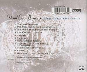 A Dead Can Dance Into the Labyrinth CD hátoldala számlistával fészek háttérrel.