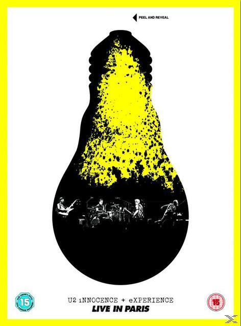 Schwarz-gelbes U2-Albumcover. Band-Silhouette in einer Glühbirnenform, gelbe Spritzer herum.