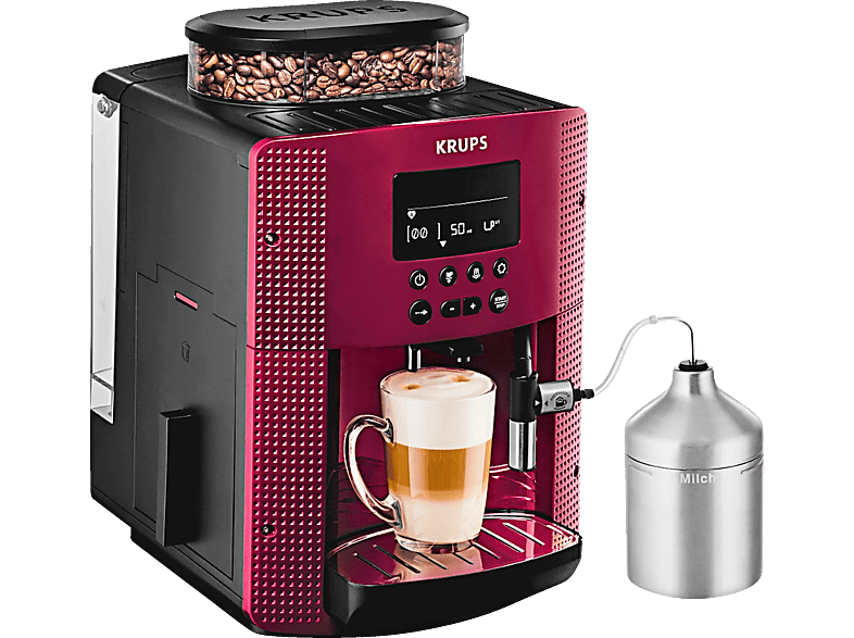 Cafetera superautomática - Krups EA8165 Potencia 1450W, 15 bares de presión, Selector de café