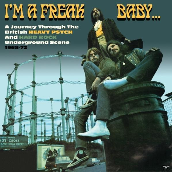 CD-Cover von vier Männern über einer Retro-Stadtszene. Der Text lautet 'I'm a Freak Baby' und Bandinfo.