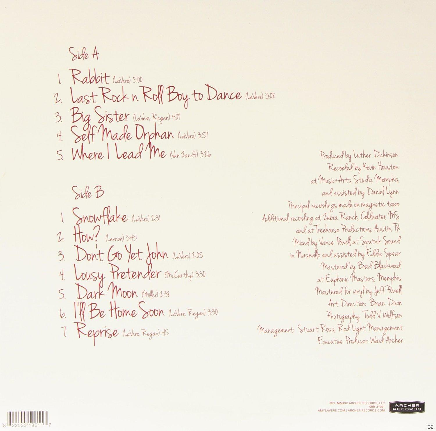 Schallplattenlabel mit Titeln und Credits, Seite A und B, weißer Hintergrund.