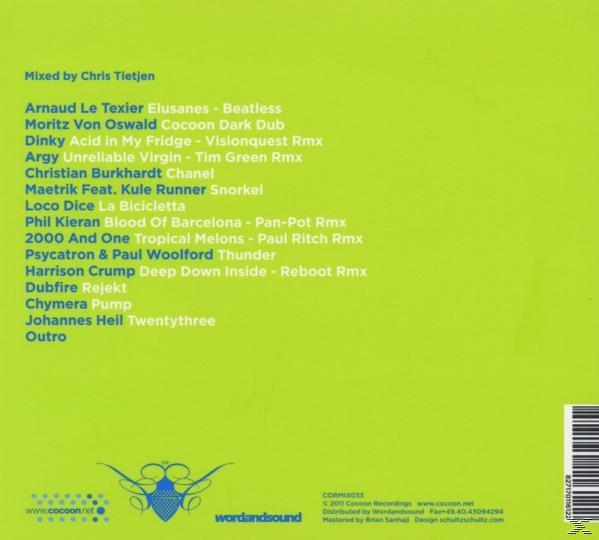 CD-Cover mit Titelliste in weißem Text auf limettengrünem Hintergrund.