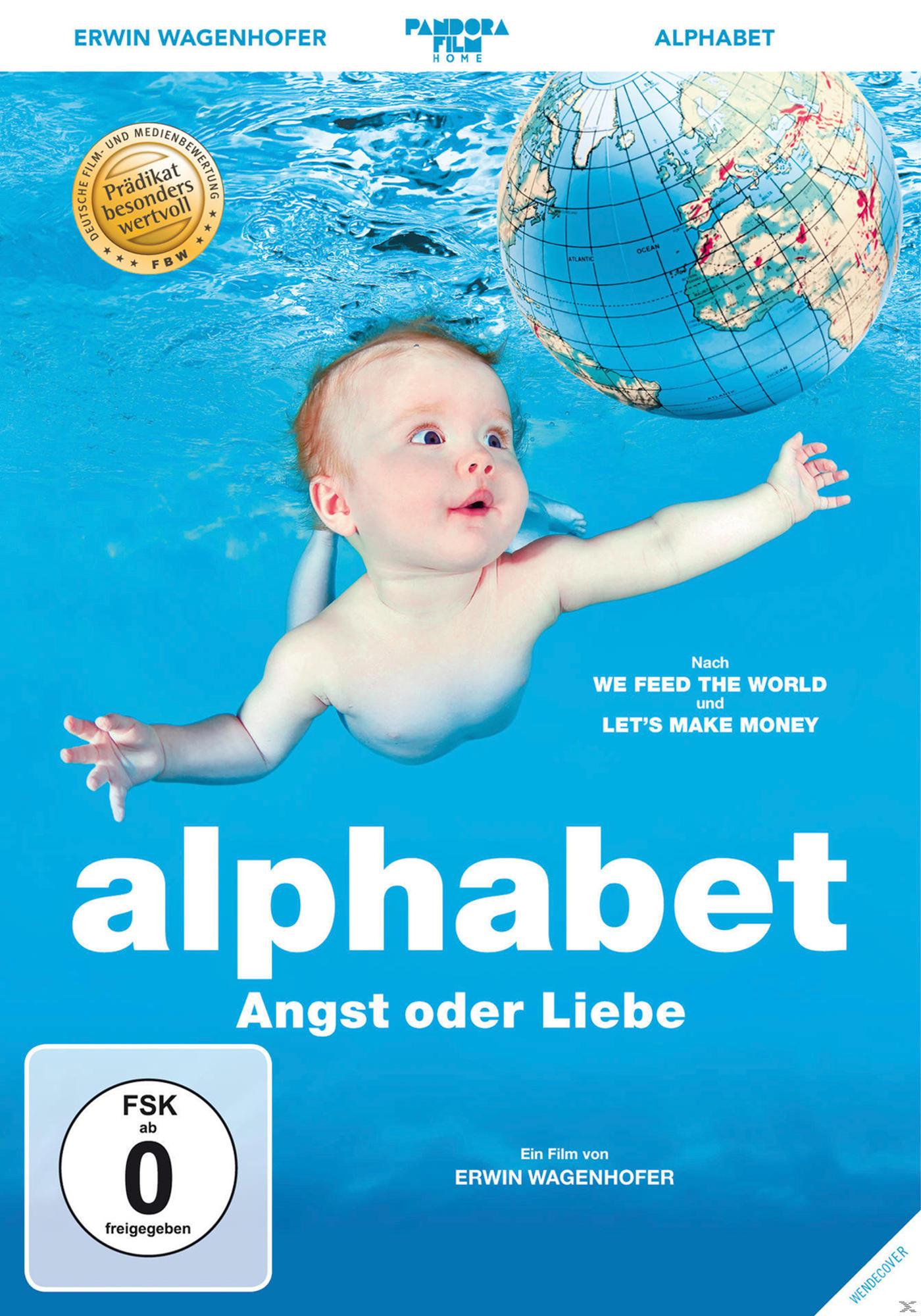 DVD-Cover: Baby im Wasser, Globus, Text 'Alphabet' und FSK-Logo.