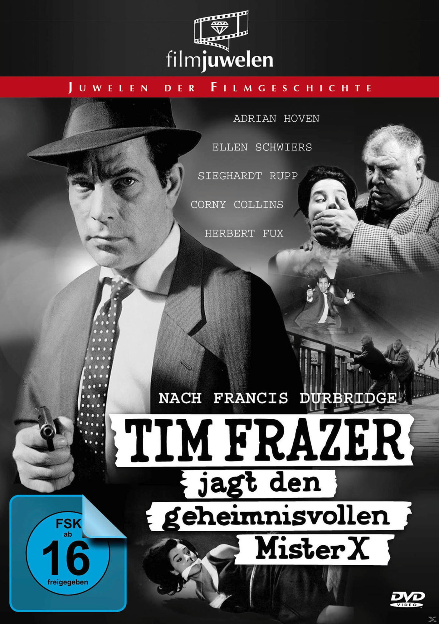 Filmposter mit einem Mann mit Hut, Pistole und Text auf Deutsch.