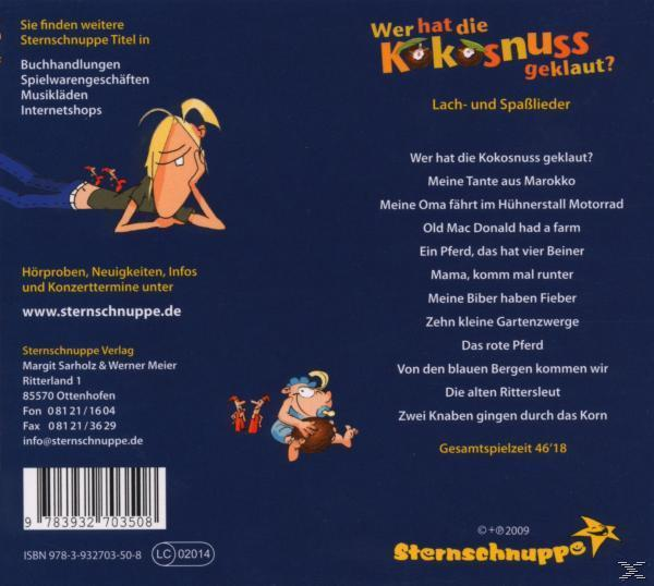 Rückseite einer Kinder-CD mit Zeichentrickfiguren und deutschem Text.