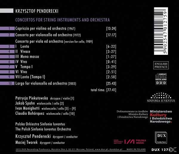 CD-Cover mit Text und Titelliste. Schwarzer Hintergrund, weißer Text. Enthält Komponisten- und Orchesterdetails.