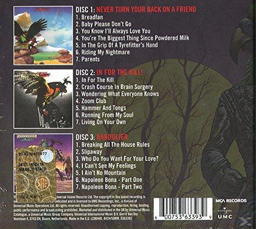 CD-Hülle mit mehreren Albumcovern, Titeln und Songlisten.