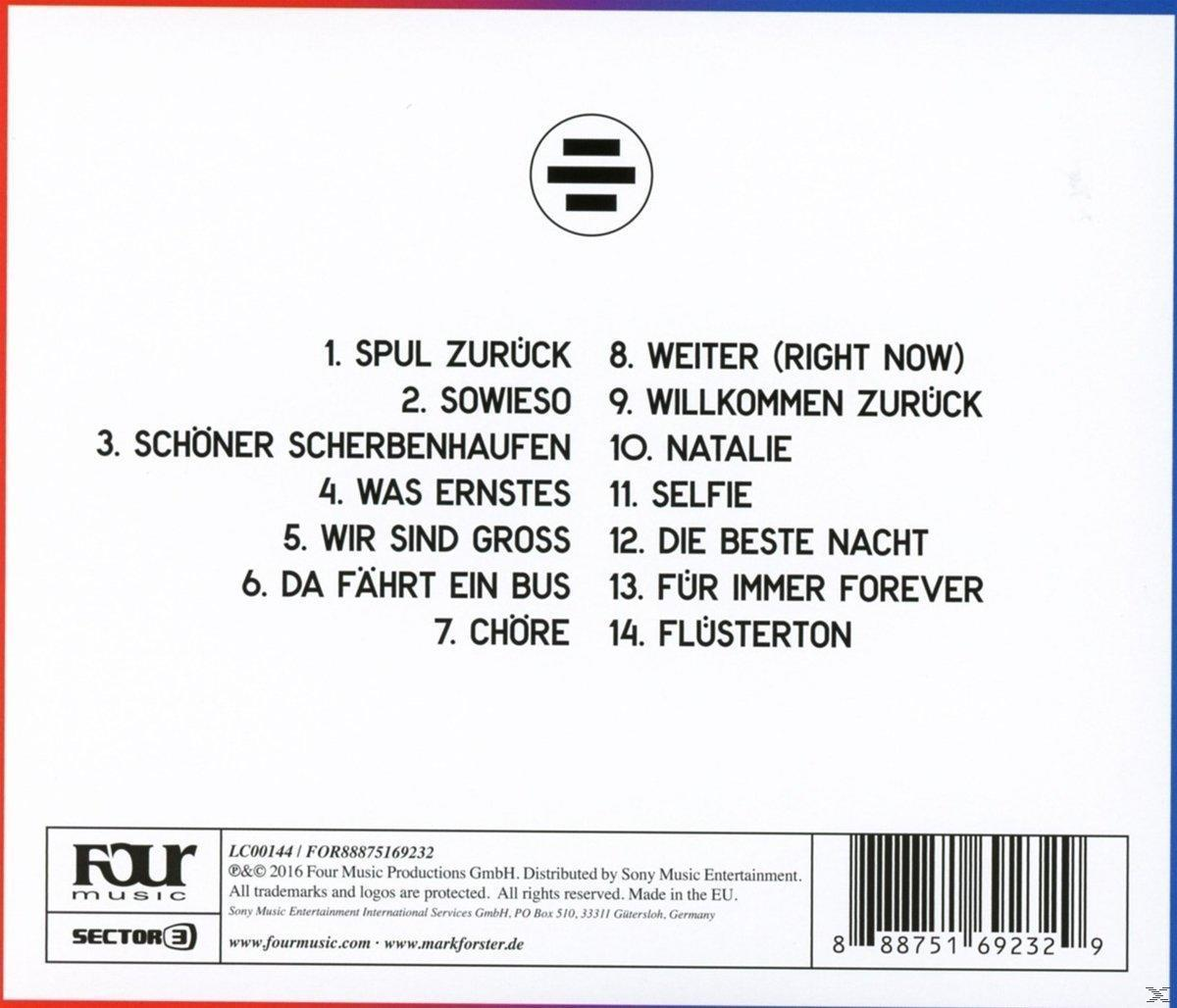 CD-Cover mit Titelliste. Das Cover ist rot, blau und schwarz. Die CD stammt vom Label Four Music.