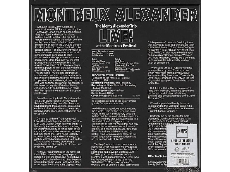 Thumbnail - Monty Trio Alexander - Live At The Montreux Festival (Vinyl)
