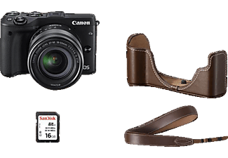 CANON EOS M3 Premium Kit Kompaktkamera f/3.5-5.6, 7,5 cm Display Touchscreen, WLAN