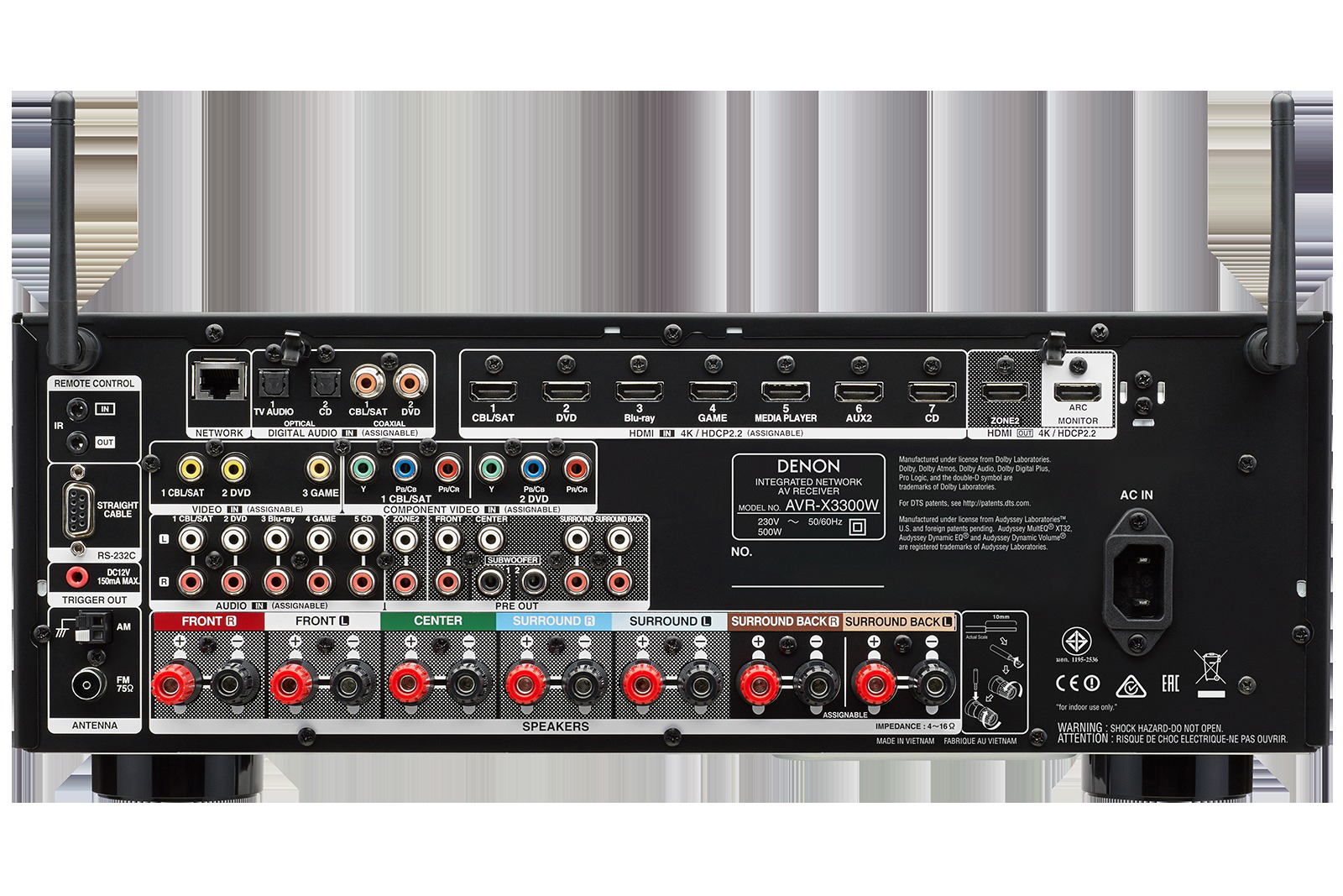 DENON AVR-X3300W AV-Receiver (7.2 Kanäle, 180 Watt pro Kanal, Schwarz)