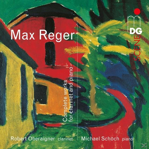 Albumcover. Gemälde von bunten Häusern und einem roten Gebäude. Text: 'Max Reger'. Titel: Complete works.