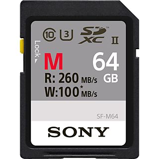 SONY SF64M UHS-II - SDXC-Cartes mémoire  (64 GB, 260 MB/s, Noir)