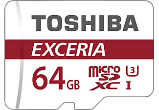 TOSHIBA TOSHIBA EXCERIA M301 con adattatore SD, 64 GB - Scheda di memoria  (64 GB, 48, Bianco/Rosso)