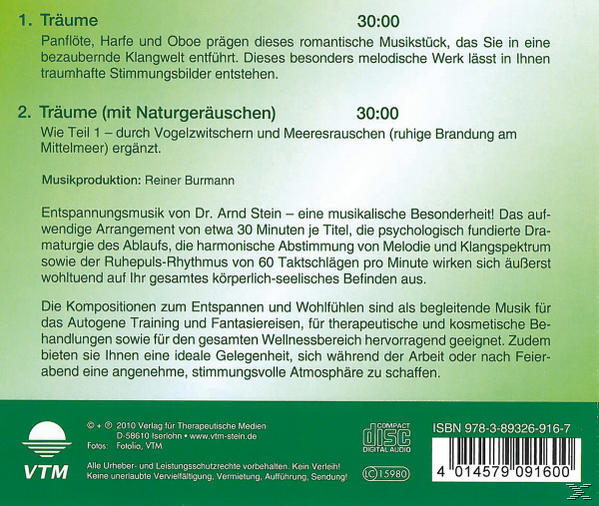 Stein Arnd - Träume - Sanfte Musik zum Entspannen und Wohlfühlen  - (CD)