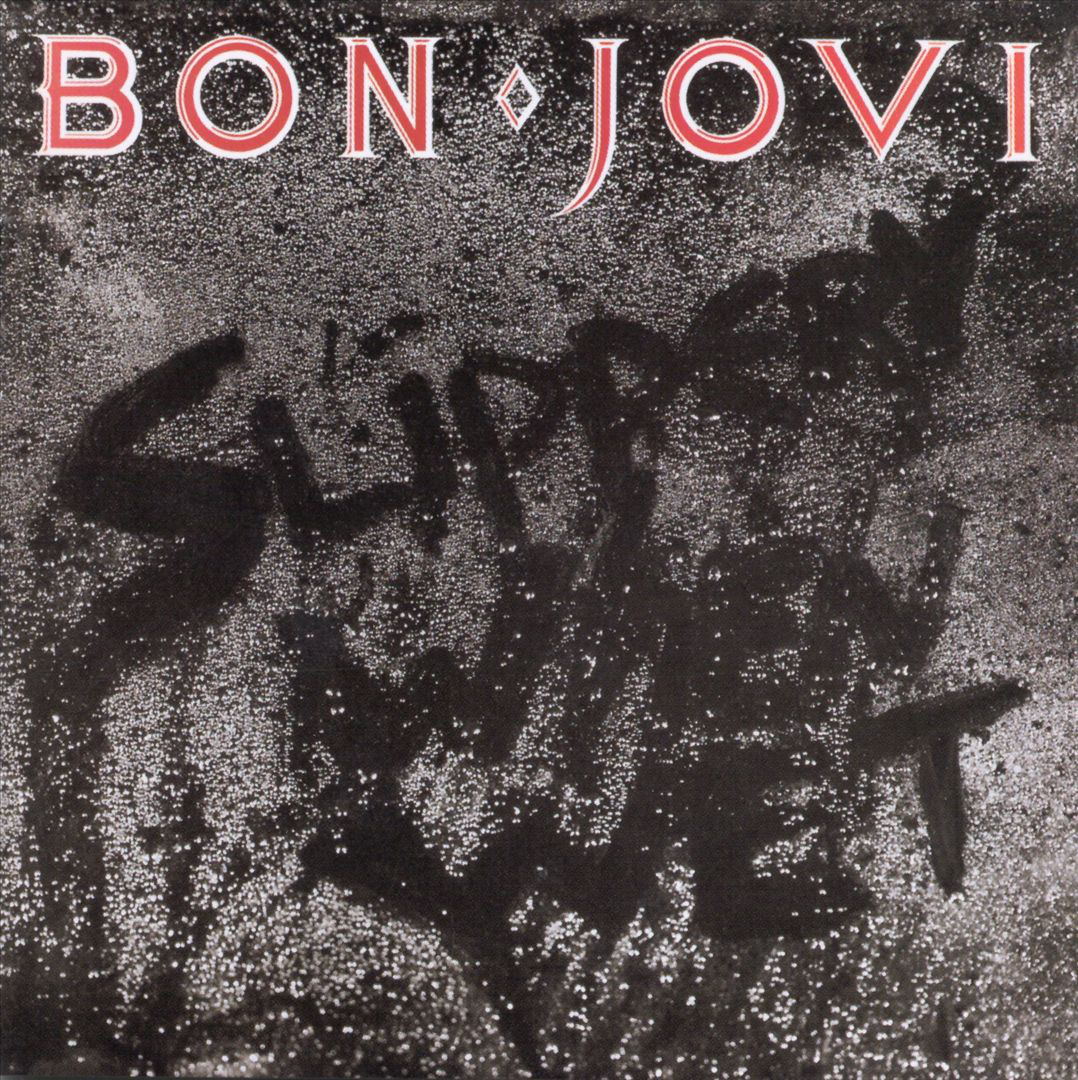 Bon Jovi album borító: fekete háttér, fehér szöveg.