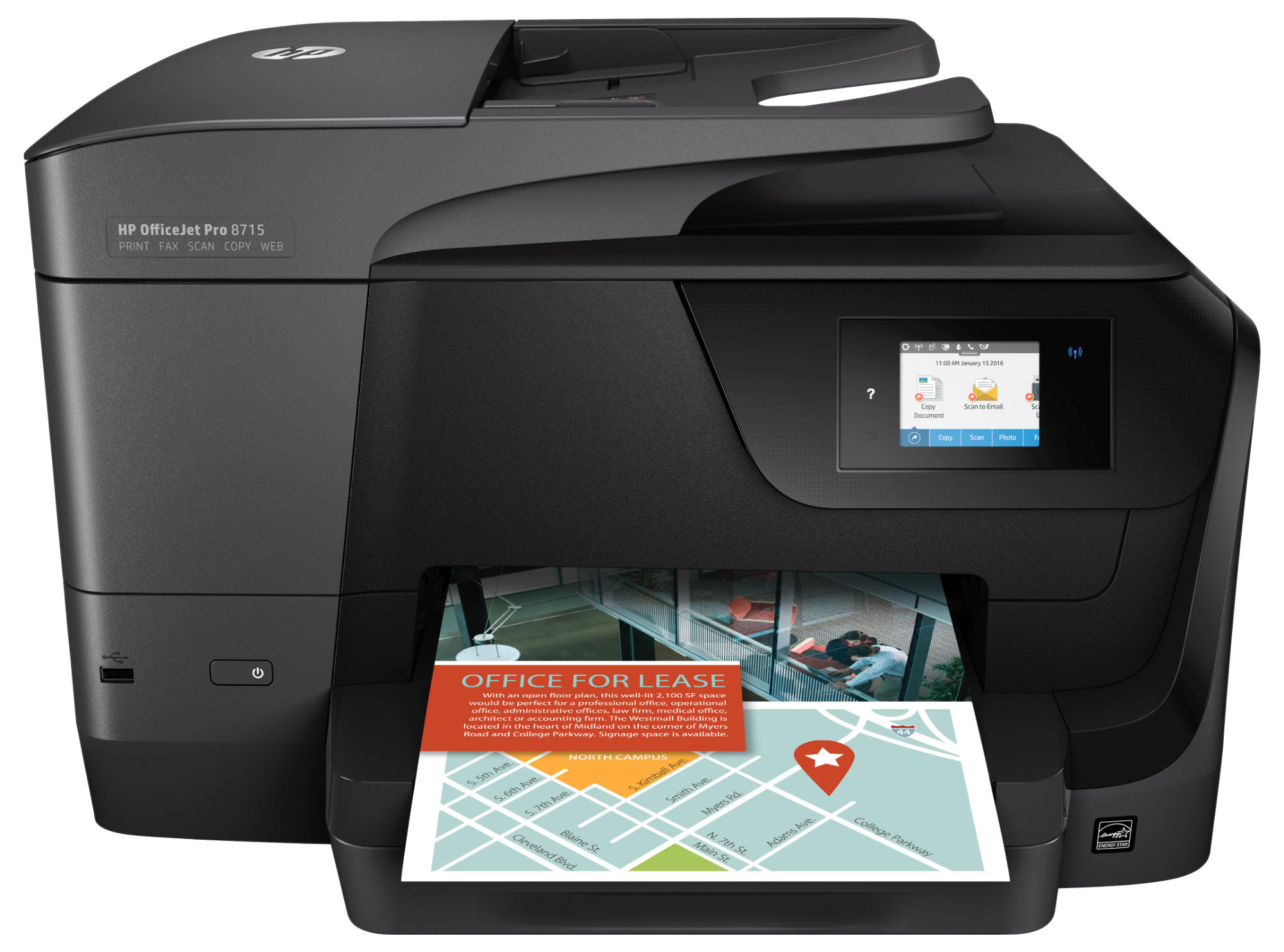 Impresora multifunción - HP OfficeJet Pro 8715, 22/18 ppm, 4800x1200 ppp, WiFi, Color, USB