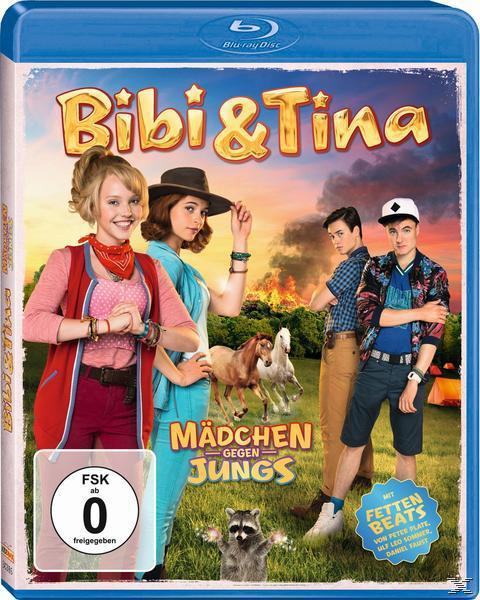 Filmcover mit vier Personen, Pferden und einem Waschbären.