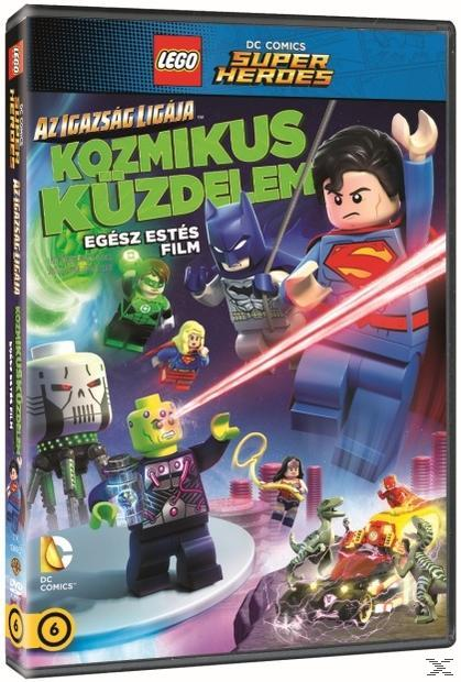 Lego DVD borító szuperhősökkel: Superman, Batman, Zöld Lámpás és Wonder Woman.